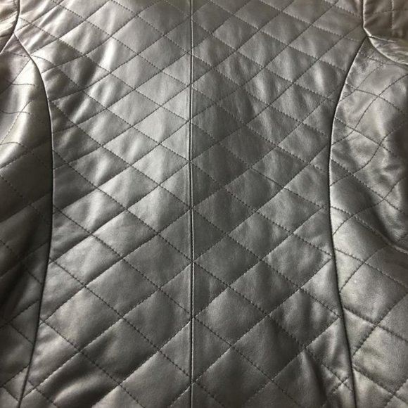 KENAR Black Quilted Leather Jacket Women's Size 4 - Picture 5 of 12